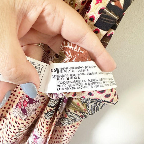 Zara Off The Shoulder Ruffle Top Floral Printed Midi Slip Dress Multi Color XS - Picture 6 of 9